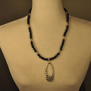 Elegant Blue and Silver Beaded Necklace